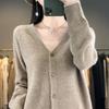 V-neck Cardigan for Women In Autumn and Winter Style Osmanthus Needle Knitted Cardigan Gentle and Versatile Long-sleeved Sweater Jacket