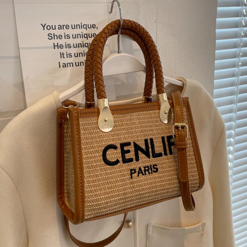 

Straw bag women s new trendy summer niche design portable woven bag Internet celebrity explosion messenger bag small bag коричневий