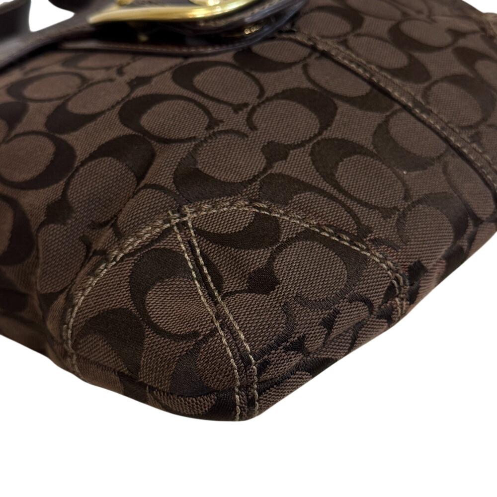 Coach 11436 Signature Canvas Shoulder Bag Brown Canvas Women Used
