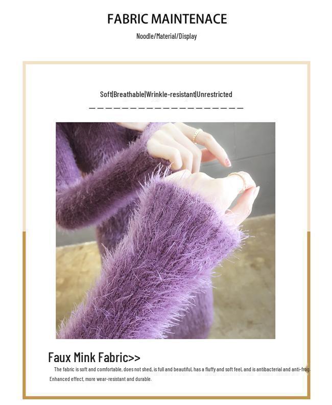 Damen Nerzpelz Pulloverkleid - Herbst/Winter 2025 Dick Gestrickt Slim-Fit Bodycon, Vielseitiger & Schmeichelhafter Fauler Stil