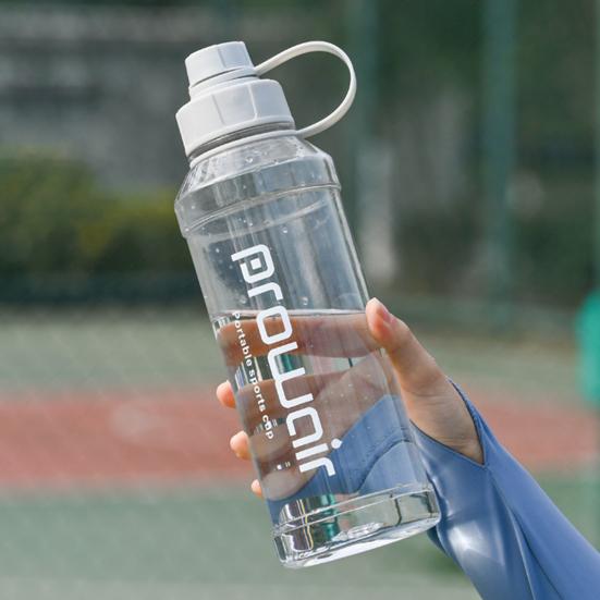 1000ml Sports Water Bottle with Handle Large Capacity Leak-proof Shaker Cup Portable Drinkware Transparent Outdoor Running Cycling Travel