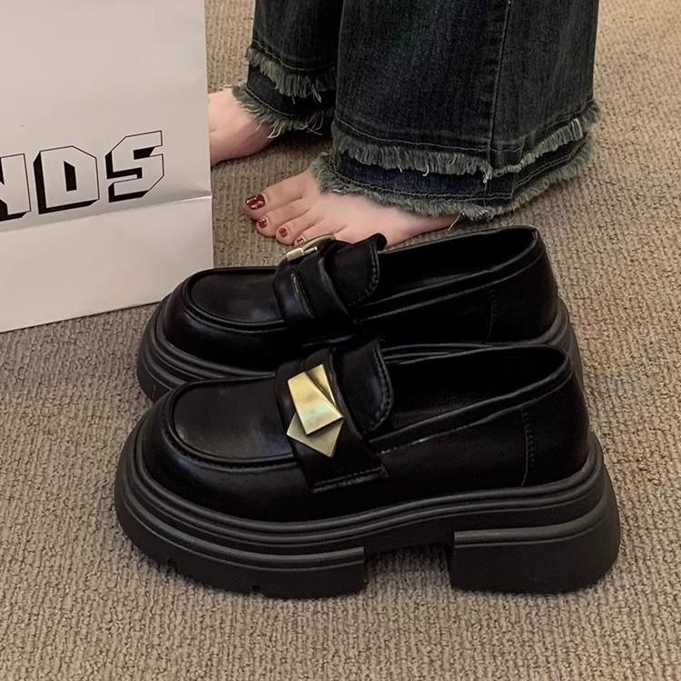British style platform small leather shoes women's spring and autumn French Mary Jane single shoes 2025 new one-pedal muffin loafers