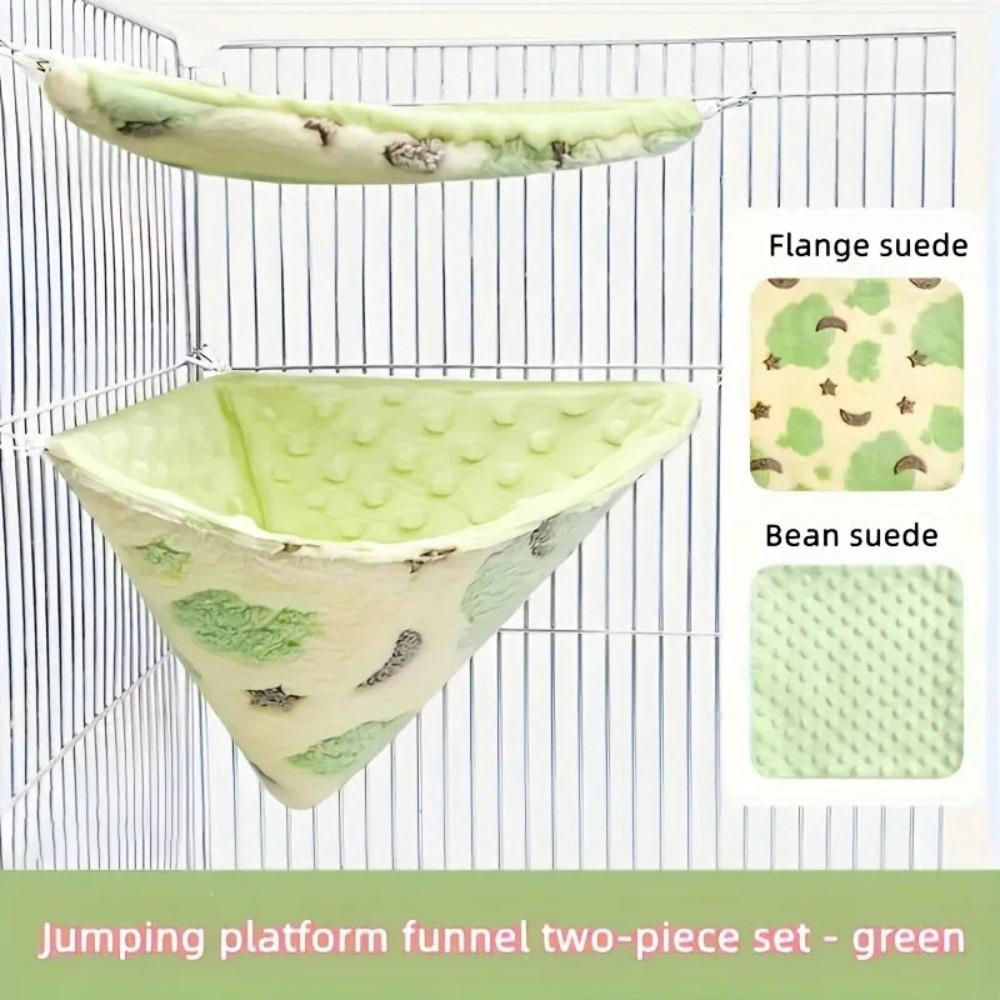

New Hanging Small Pet Cage Breathable Flannel Velvet Pet Hammock Warm Hamster Cage for Sugar Glider Parrot Hamster зелений