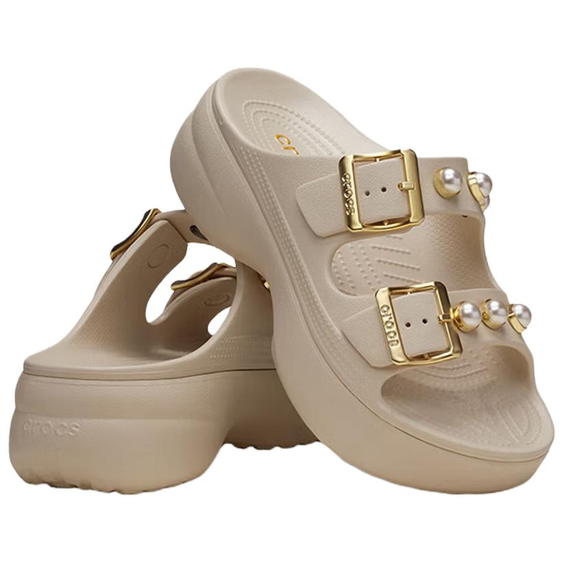 Crocs Classic Cloud Comfort Decorative Slide Sandals Women Sandals Beige Gold 215573-2TC