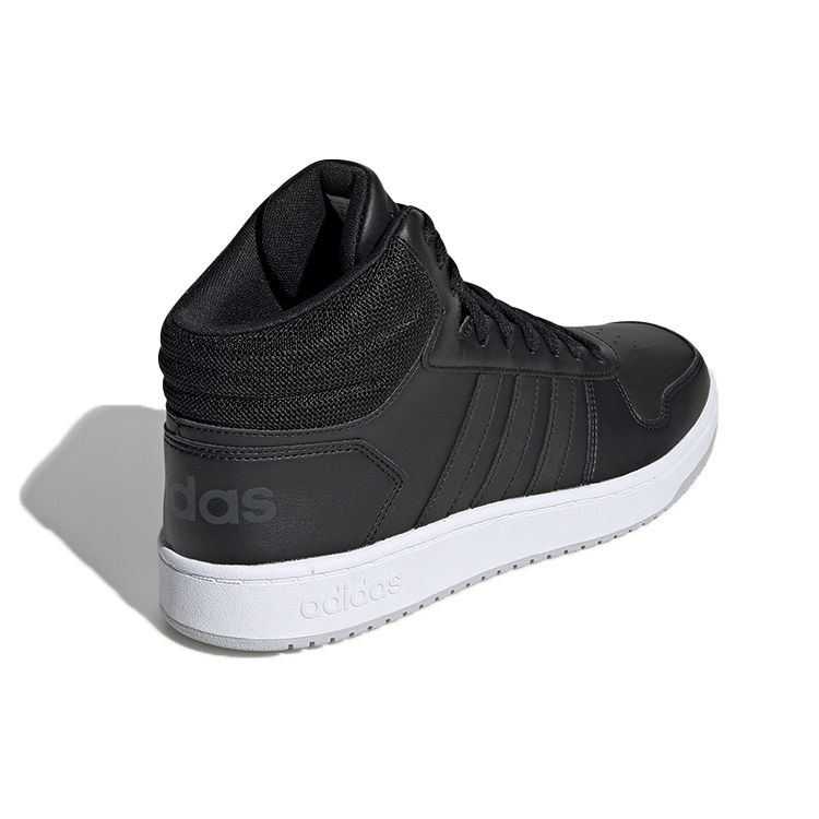 Adidas Neo Hoops 2.0 Mid Fabric Synthetic Leather Trendy Breathable Retro Basketball Shoes Men Sneakers Black Gray EE7379
