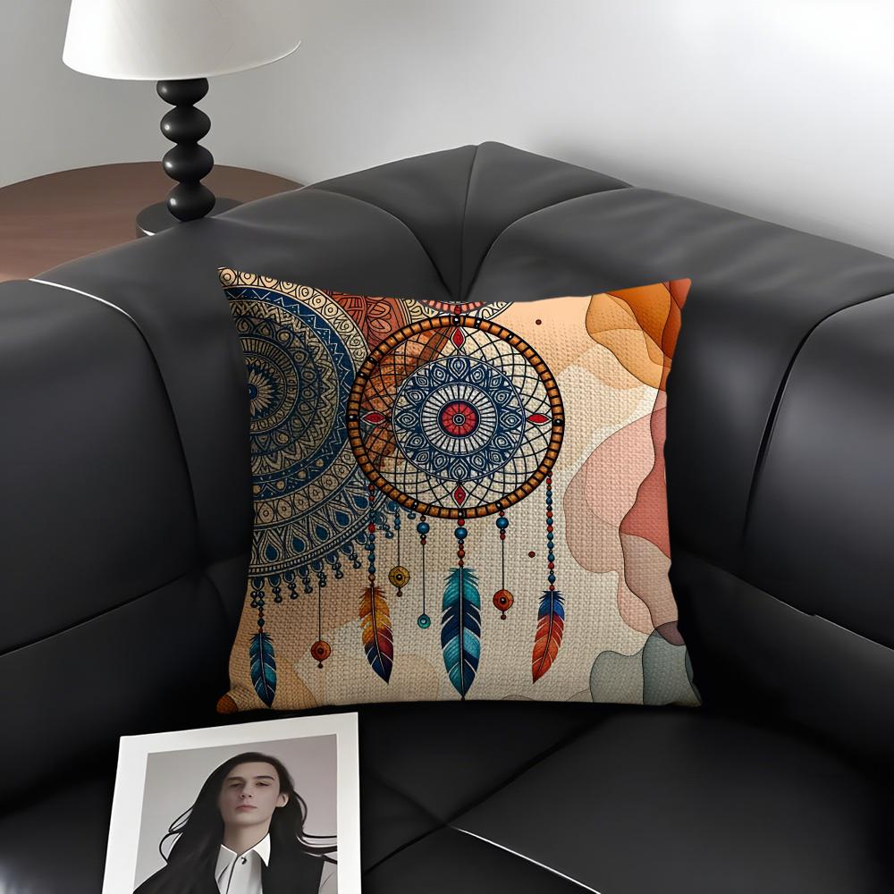 Bohemian Style Classical Cushion Cover Natural Linen Organic Fabric DoubleSided Printing Sofa Home Decor Gift Pillow Case