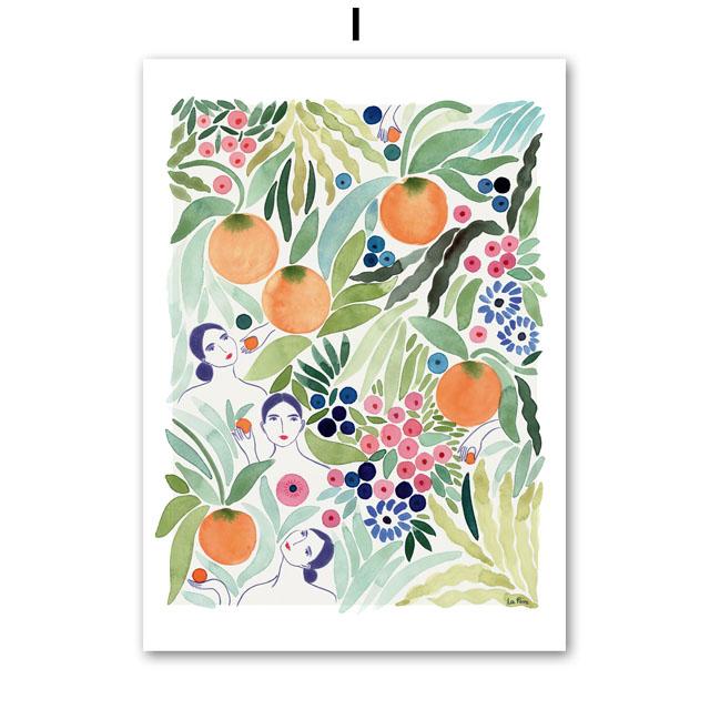 Tulip Vase Woman Coat Flower Fruit  Abstract Gallery Posters And Prints Wall Art Canvas Painting Pictures For Living Room Decor