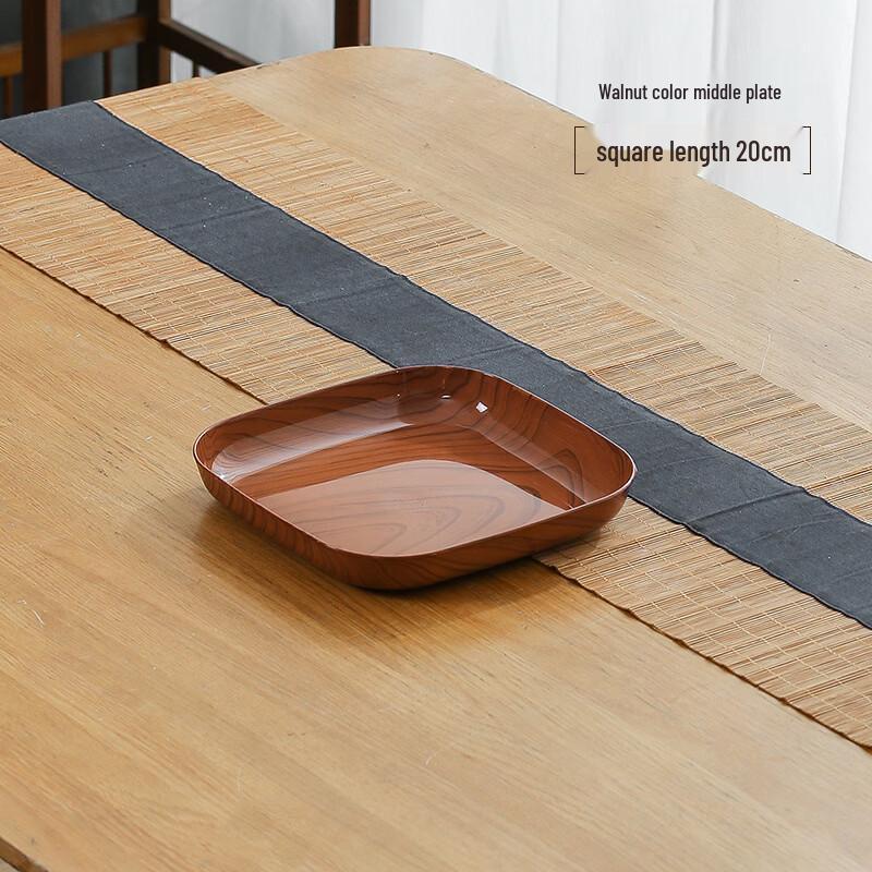 Japanese Style Wood Grain Plastic Snack Plates