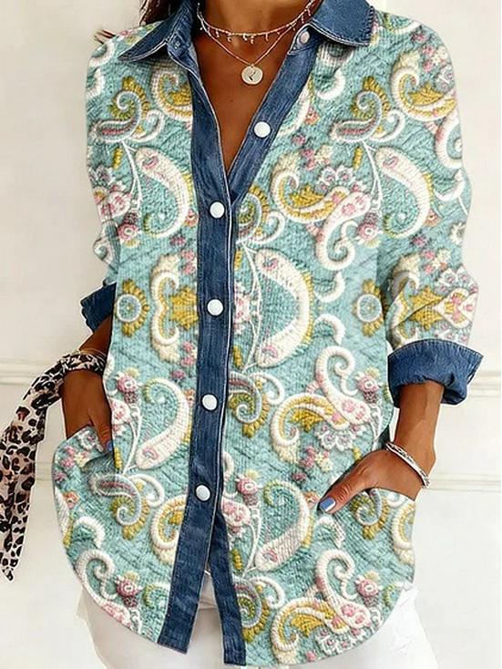 2026 European-American Patchwork Floral 3D Print Women's Spring Cardigan