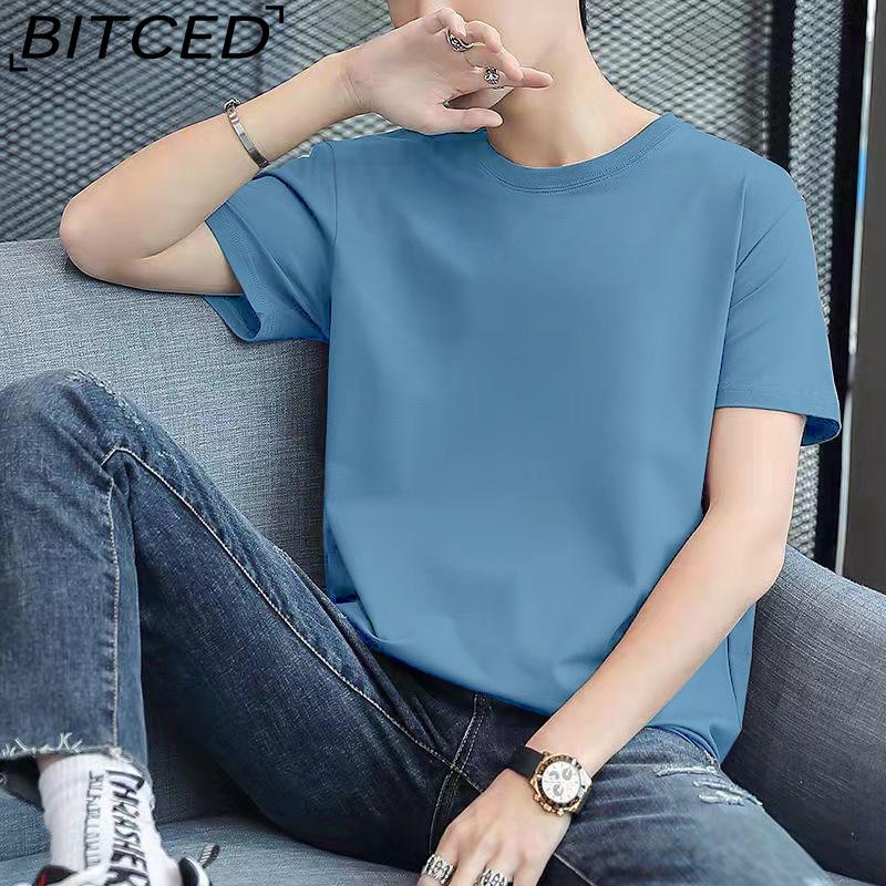 BITCED Cotton Short Sleeve T-shirt Men's Fashion Loose Half Sleeve Shirt Printed Compassionate Shirt