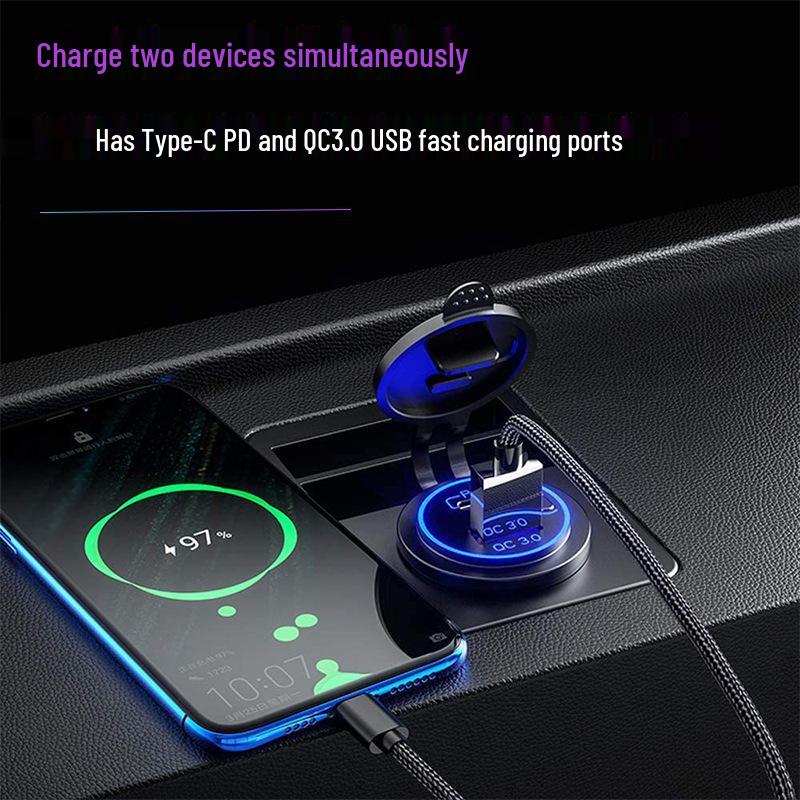 Type C & QC3.0 Charger for Motorcycles, Boats, & Cars