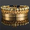 Vintage Crown Stainless Steel Bracelet Set With Letter And Number Charms For Men And Women