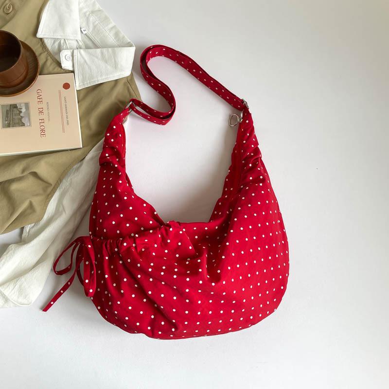 Stylish Dot Shoulder Bag Women Large Capacity Canvas Fashiable and Versatile Commuting Bag Simple Design Crossbody Bags