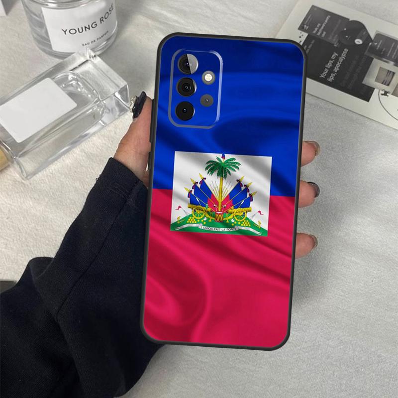 Vintage Haiti Haitian Flag Case For Samsung Galaxy A13 A23 A33 A53 A17 A06 A16 A56 A36 A54 A34 A14 A52 A32 A15 A35 A55