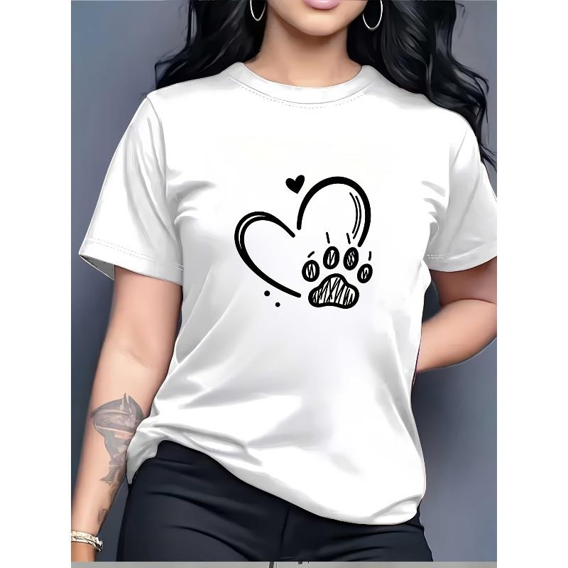 Love Paw Print Women's T-Shirt Stylish and Comfortable Top Is The Perfect Gift for Family, Friends or Office Colleagues with A Cute Graphic Design