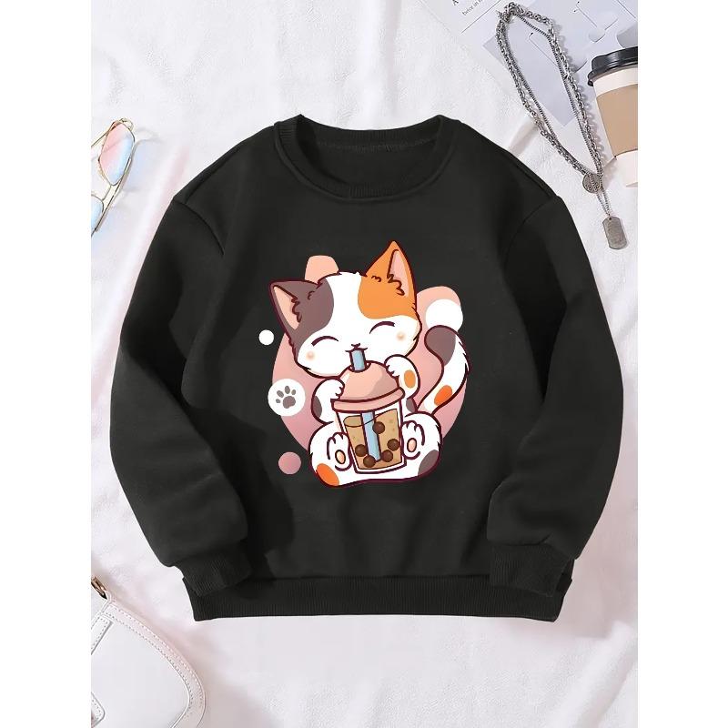 Pattern Girls' Round Neck Sweatshirt