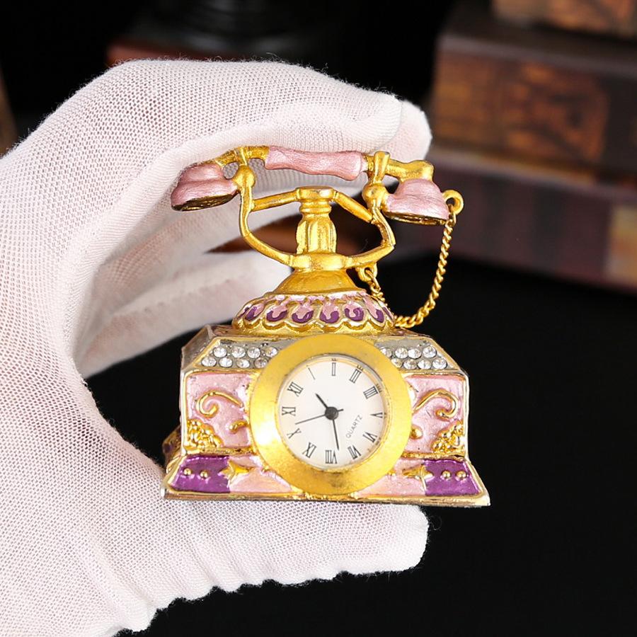 New clock landline enamel color jewelry box metal handicrafts ring necklace jewelry storage box home decoration