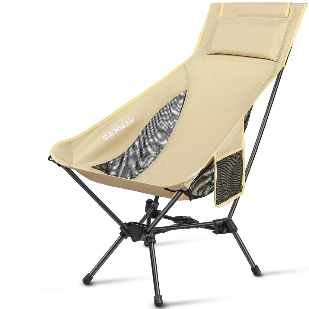 CANWAY Folding Load Capacity Camping Suitable for Outdoor Solo Mountain Cup Height Storage Bag Included Chair, Lightweight, 180kg, Chair, Compact,