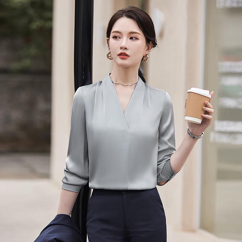Women's V-Neck Chiffon Professional Blouse