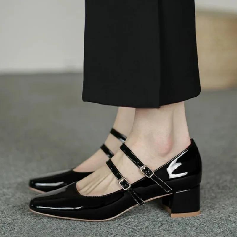 

Модные женские туфли-лодочки Весна Осень Модная качественная женская обувь Низкий каблук Квадратный носок Удобные сексуальные каблуки Женская обувь Zapatos De Mujer 42 чёрный