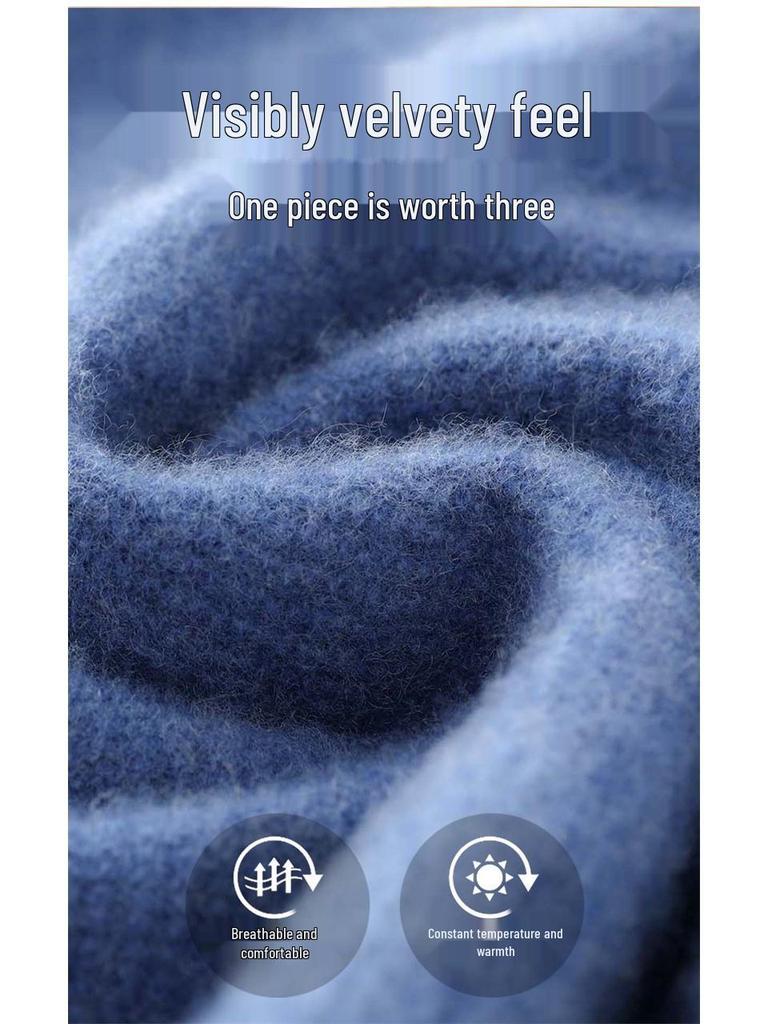 Men's Round Neck Thickened Business Pullover – 100% Australian Wool Cashmere Base Layer for Autumn/Winter.