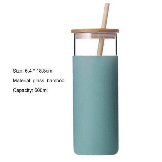 500ml Water Cup with Lid Shatterproof Glass Assorted Iced Coffee Tumbler Straw Bottle Home