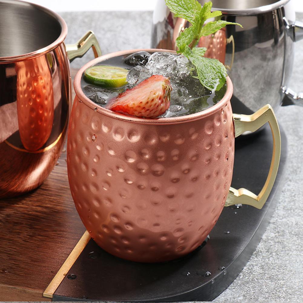 Kupferbeschichteter Moscow Mule Becher, 304 Edelstahl, Gehämmertes Design, Wein- & Cocktailglas