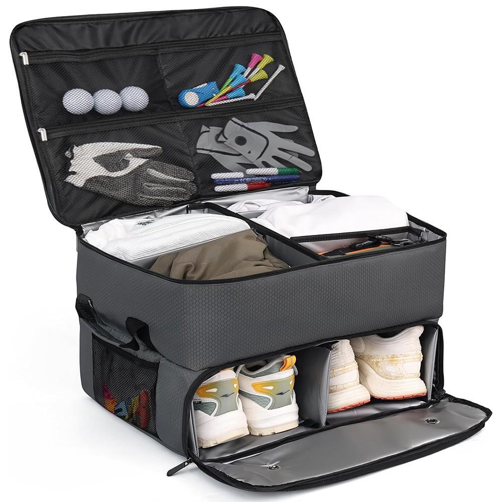 

Foldable Golf Shoe & Apparel Storage Box - Large Capacity, Multi-functional Bag for Car & Travel. темно-сірий
