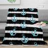 Nautical Blue Anchor Rudder Boat Fish Lighthouse Flannel Blanket Travel Picnic Blanket Portable Soft Bedspread Blankets for Beds