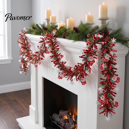 Gift Wrapping Ribbon Christmas Snowflake Tinsel Garland, 200cm Light Blue Purple Foil Wired Ribbons Strip for Tree Staircase Window, Holiday