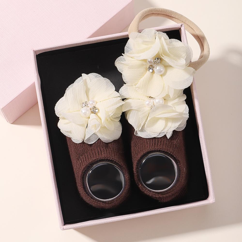 0-1Y Baby Short Socks Hairband Set Nylon Elastic Flower Headband Breathable Soft Sock Baby Fashion Accessoriess
