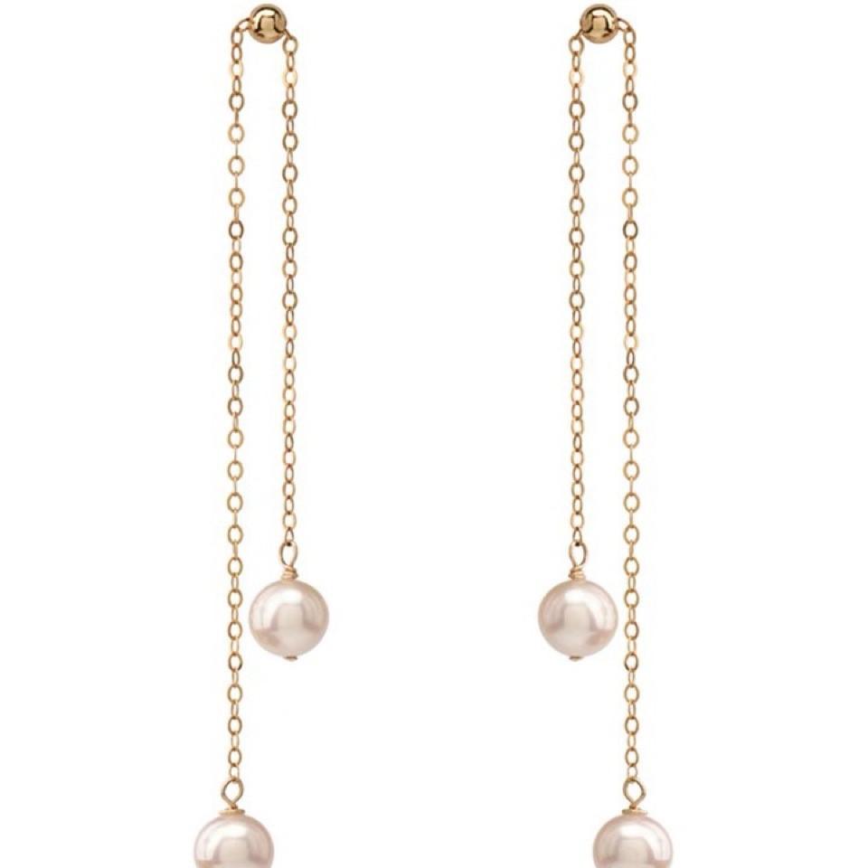 Feedback, natural freshwater pearl earrings, stud earrings, 14K gold-wrapped earclips, niche design earrings, women's earrings.