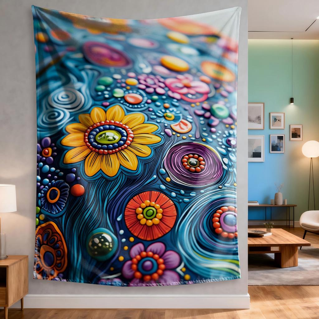 Vibrant floral patterns with Digital printing polyester wall tapestry suitable for use living rooms bedrooms offices bars party