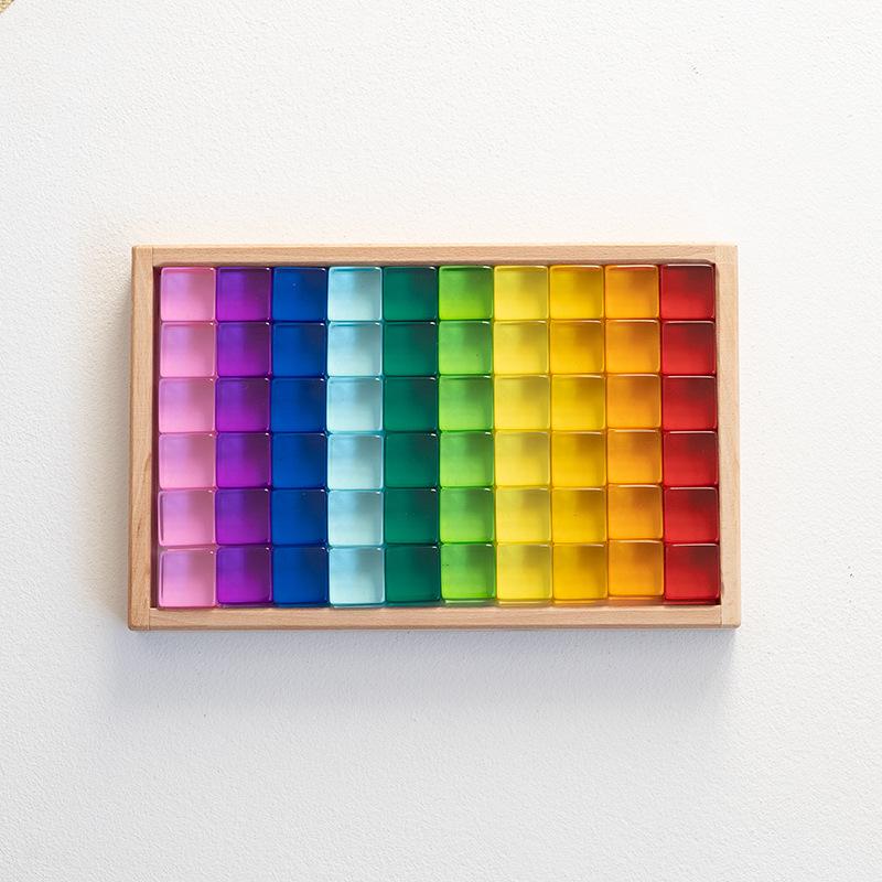 Transparent Rainbow 3D Building Blocks: Educational Acrylic Cubes for Children