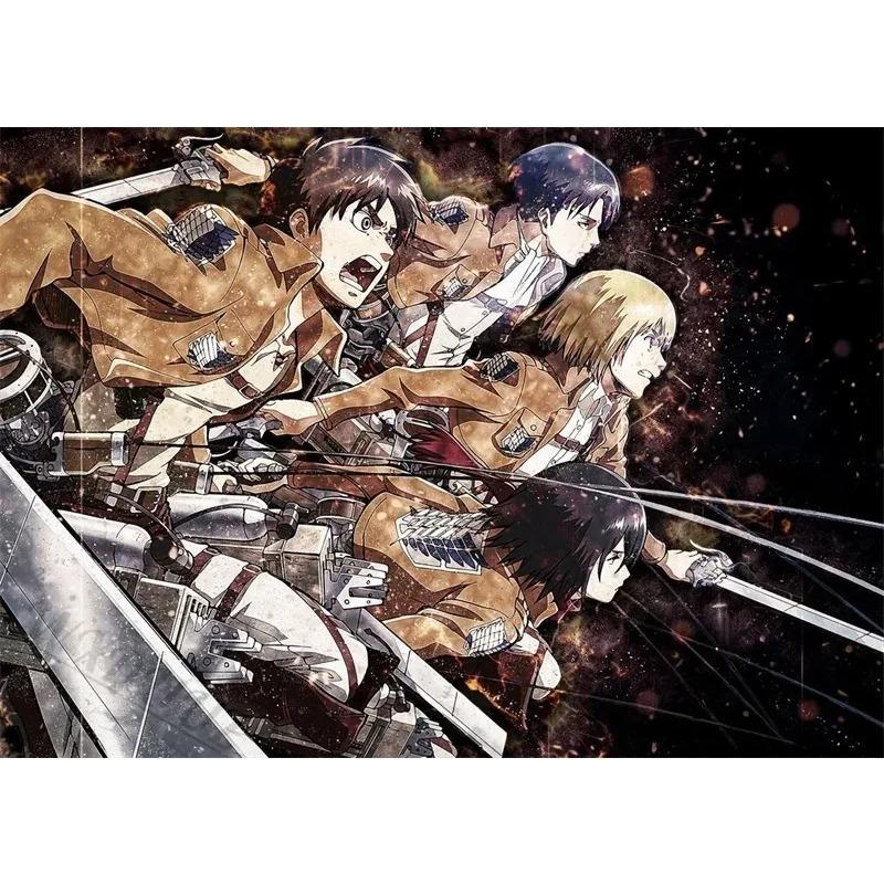 80s Retro Anime Postavy Attack on Titan Japonská Malba Plátno Tisk Plakáty do Pokoje Obývacího Manga Umění Domácí Nástěnná Dekorace Obraz