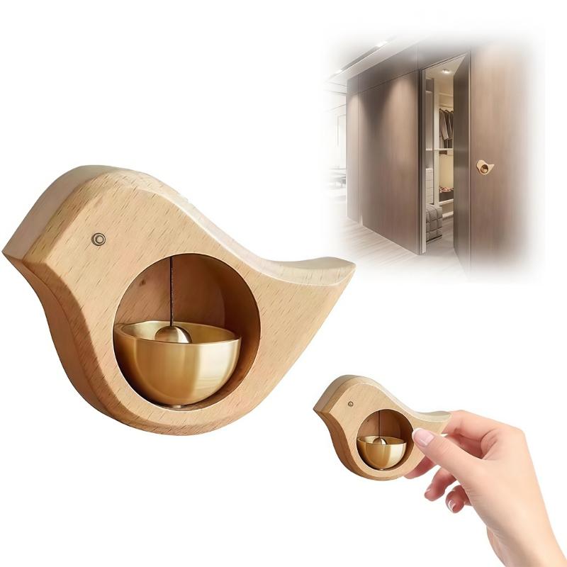 Decorative Wooden Bird Shape Magnetic Doorbell Metal Shopkeepers Bells for Refrigerator Entrance Wall Store Door Chimes
