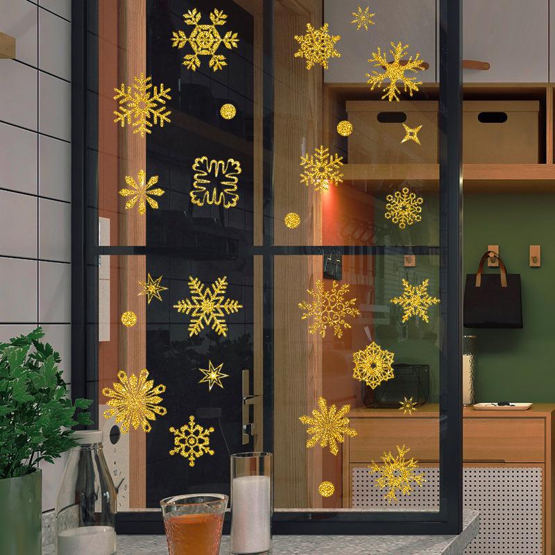 Christmas snowflake glass doors and windows add festive atmosphere to decorate the mall double side