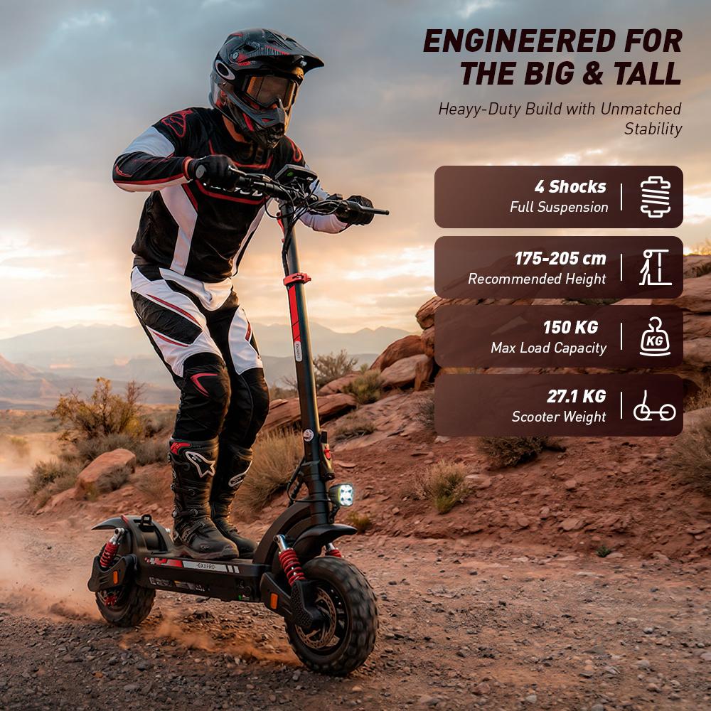 iScooter GX3 Pro Electric Scooter1200W 15.6Ah 11'' Off-Road Tires 25KM/H Max Speed 45KM+ Range Adult Electric Scooters