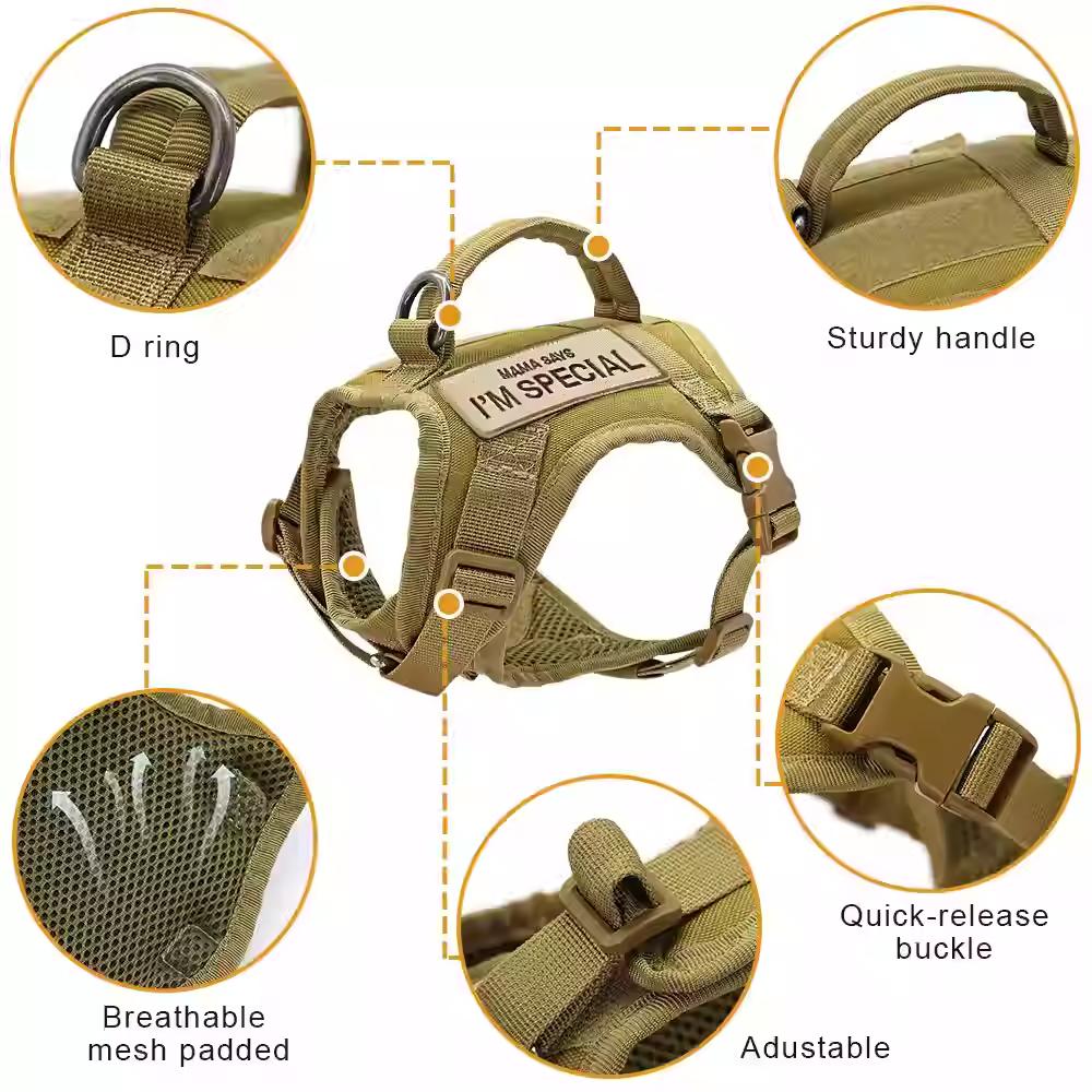 Tactical Pet Chest Harness with Traction Rope Set Universal Anti Slip for Cats and Dogs Paired with Personalized