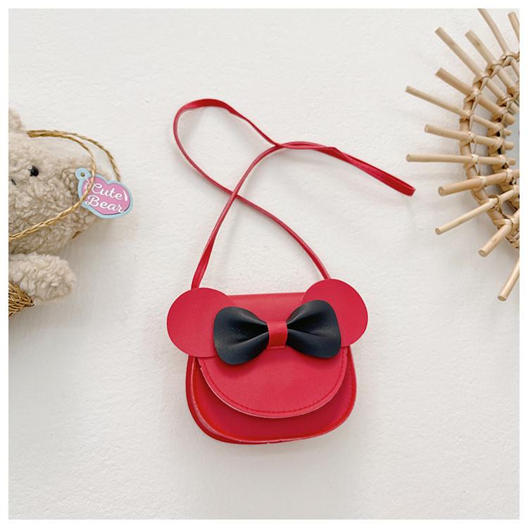Bow Solid Color Girl Baby Shoulder Purse Simple Cute Flower Details Casual Wear