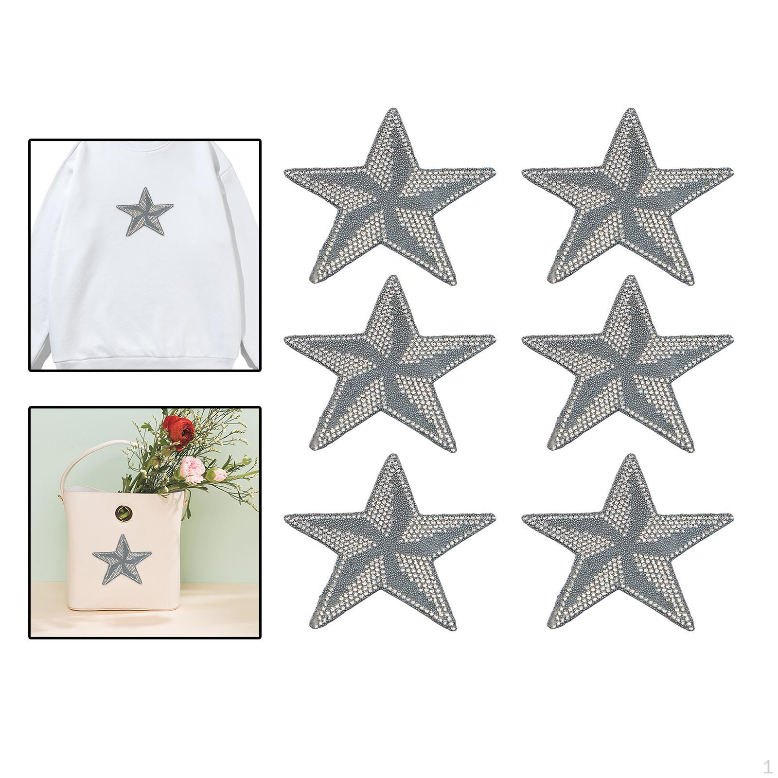 

6 Pieces Rhinestone Patches Glitter Stickers Badges Clothing Decoration for Clothes Shoes Grey