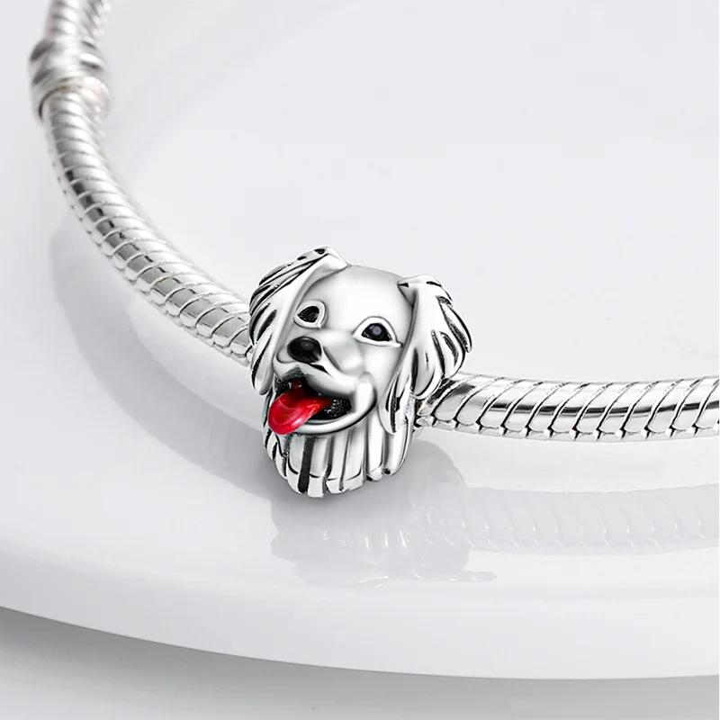 

Charms Copperplated Cute Pet Golden Retriever Animal Pendants Fit Charms Original Bracelet Beads Women Jewellery Making