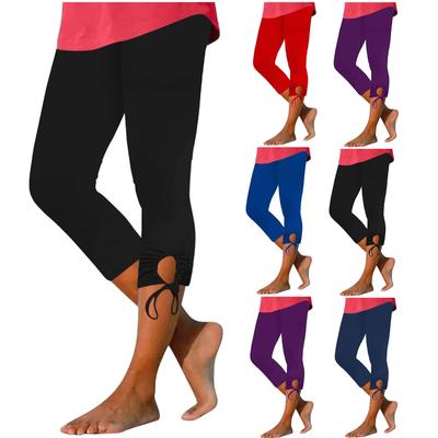 Kadın Yaz İpli Lastikli Yüksek Bel Kırpık Pantolon Günlük Dar Kesim Geniş Paça Pantolon Kırpık Pantolon