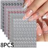 8pcs 3D Cute Heart Nail Art Stickers, Sweet Mini Heart Adhesive Nail Decals, Valentine's Day Design Nail Foils, Nail Slider Decorations