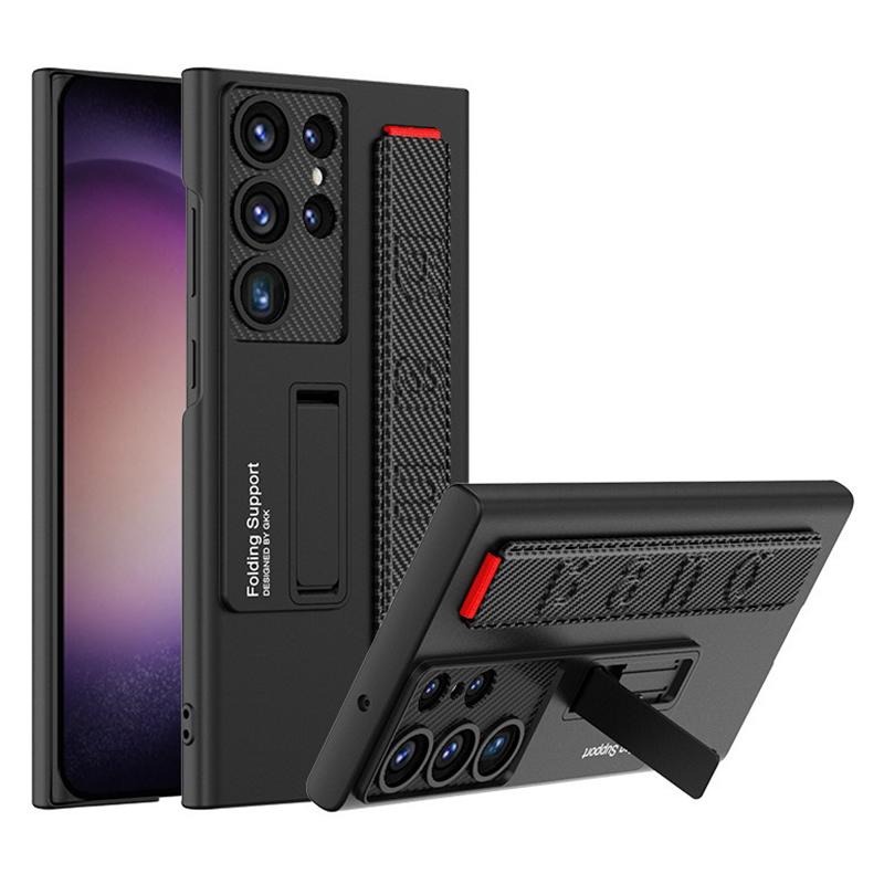 

Чехол для Samsung Galaxy S24 Ultra, дизайн с браслетом, ультратонкий, из искусственной кожи ПУ + ПК, чехол для телефона Carbon Fiber