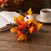 Rustic Autumn Floral Display Artificial Fall Bouquet with Fabric Pumpkins Maple Leaves Wheat Berries Pumpkin Decoration Home Decor for Thanksgiving