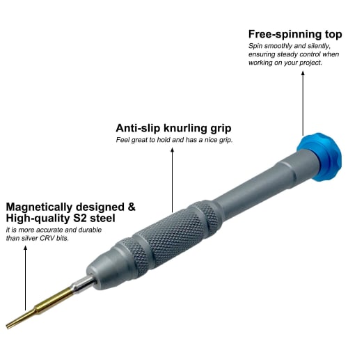 Star-Shaped Pentalobe P5 1.2mm Magnetic Star Head Screwdriver for MacBook and Xiaomi Laptops, S2 Steel Swivel Top, Non-Slip Grip