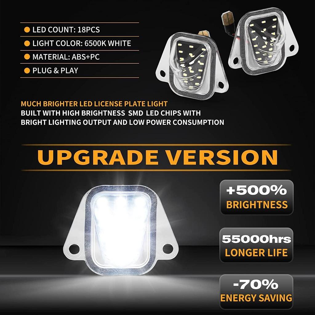 Gempro LED License Plate Lights Rear Bumper Tag Lamp Assembly For 2007-2014 Chevy Suburban Tahoe GMC Yukon C-Adillac Escalade ESV, 6000K White 2PCS