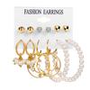 IF ME Retro Butterfly Tassel Pearl Earrings Set Elegant Gold Earring Women Fashion Jewelry Accessories