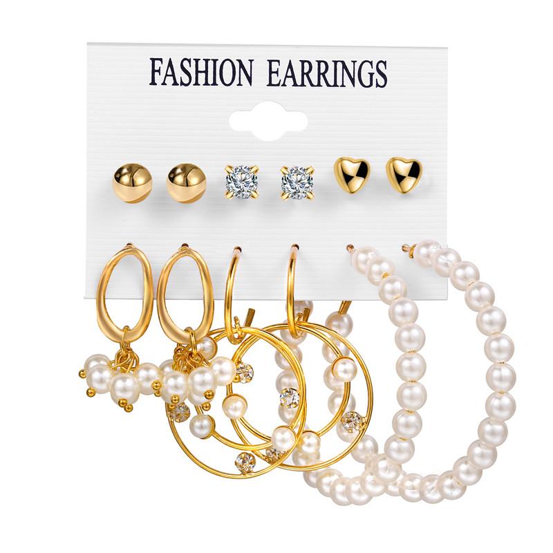 IF ME Retro Butterfly Tassel Pearl Earrings Set Elegant Gold Earring Women Fashion Jewelry Accessories